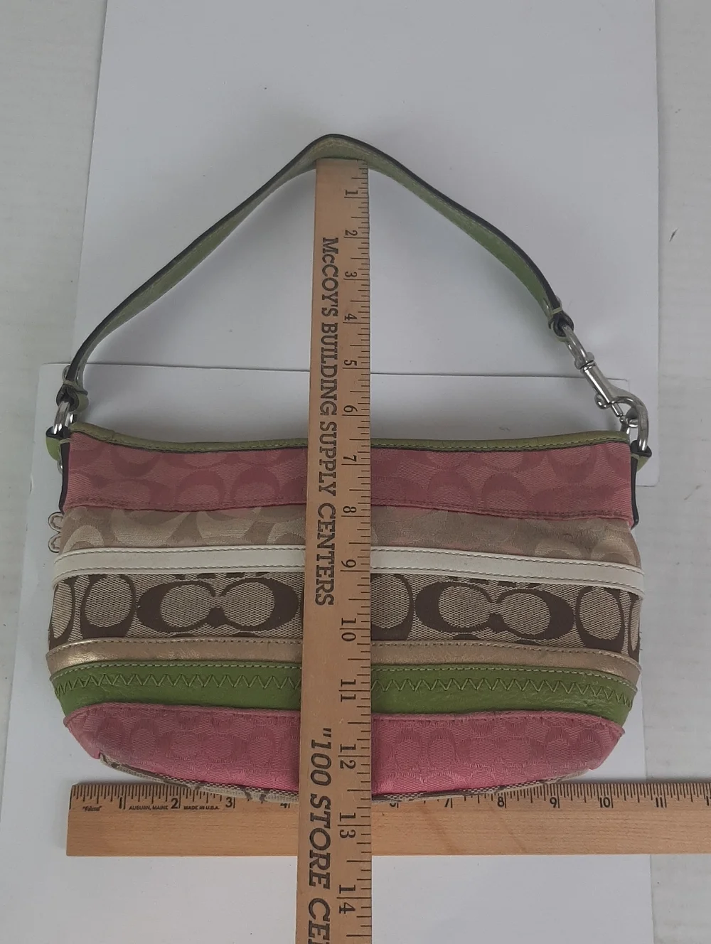 Coach Y2K Bleecker Daisy Patchwork Demi Bag Signature Canvas Pink Green F14725 - Picture 10 of 13
